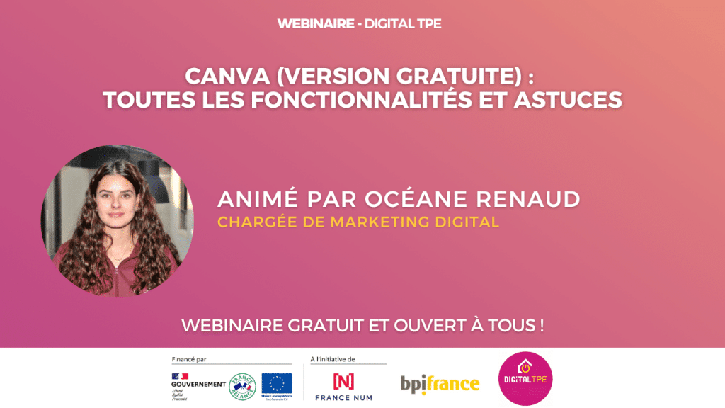 Image d'illustration du webinaire Digital TPE : Canva (version gratuite) : Toutes les fonctionnalités et astuces